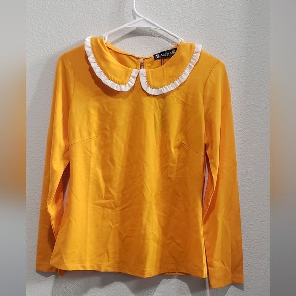Allegra K long sleeved mustard colored shirt size xs NWT - Picture 3 of 3